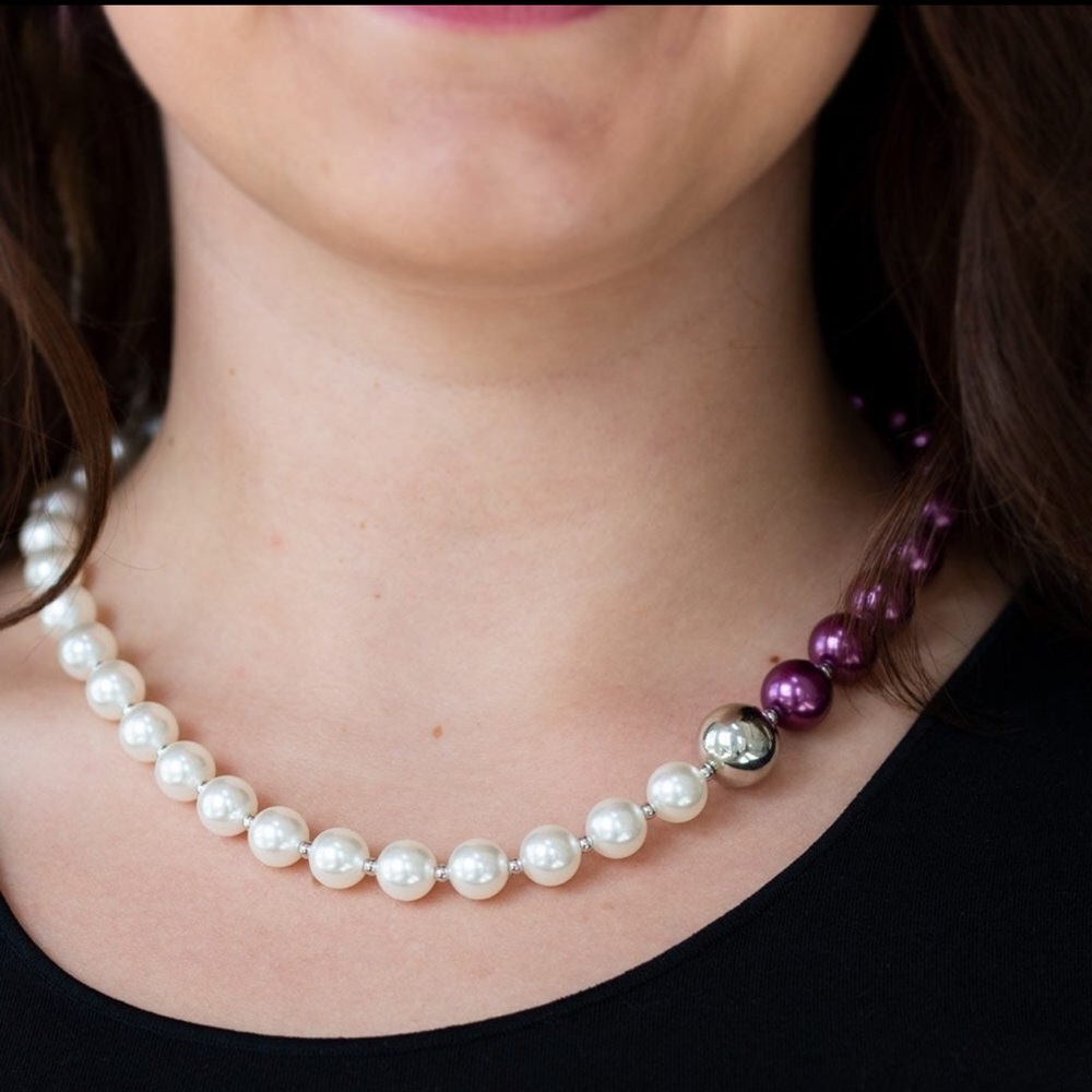 Pearl and Purple Bead Statement Necklace - Women Jewelry